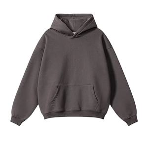 Sweat à capuche oversize pour homme en tricot épais et lourd, épaules tombantes, technique de broderie hivernale, logo personnalisé, grande taille - Product Image 2