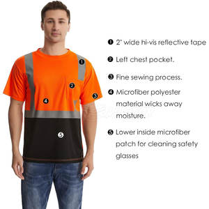 T-shirt de sécurité réfléchissant à manches courtes, dernière conception d'usine, haute visibilité, vêtements de travail de sécurité, coton certifié EN - Product Image 5