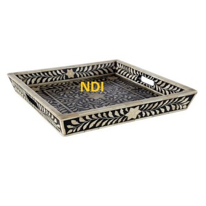 Wooden Decorative <b>Tray</b> Bone Inlay Design Top Decoration <b>Tea</b> Coffee Serving <b>Tray</b> Home Hotel Catering Usage Food Server <b>Trays</b> - Product Image 1