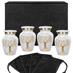 Juego de 4 urnas pequeñas de cremación de recuerdo de latón, urnas funerarias blancas perladas para cenizas, urnas de cenizas de ataúd para cenizas humanas de Ind - Product Image 5