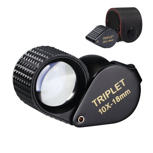 10X แว่นขยายเครื่องประดับที่มีคุณภาพสูงแว่นขยายเลนส์สามช่อง18มม. แบตเตอรี่โลหะพับได้ฟรีสำหรับนักสะสมนักอัญมณี - Product Image 1