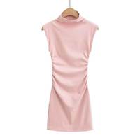 Mini robe plissée d'été sans manches pour femmes, robe débardeur vintage slim fit casual chic à la mode, robe mujer nouveau style