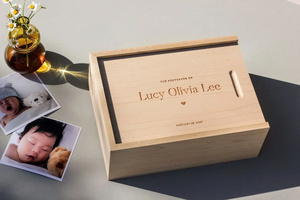 Wooden <b>Memory</b> Photo <b>Keepsake</b> Gift <b>Box</b> Handcrafted Bamboo Design for Special Moments - Product Image 5