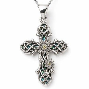Collana con ciondolo a croce testurizzato per donna, gioielli alla moda in stile vintage, da indossare tutti i giorni - Product Image 1