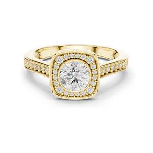 Anillo de Compromiso con Halo de Diamantes de Laboratorio Redondos Brillantes de 1.066 CT, Claridad VVS-VS EF, Oro de 18K, 14K, 10K y Plata 925, Moissanita - Product Image 3