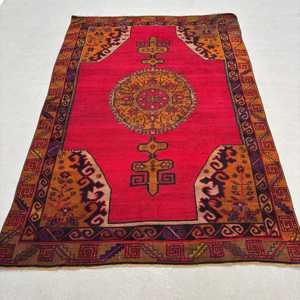 Alfombra Vintage de 6.46x9.6 pies, Alfombra Turca, Alfombra Persa Roja de Lana - Product Image 1