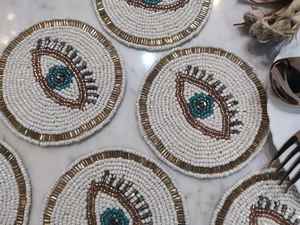 Posavasos Cuadrados con Cuentas Hechos a Mano por MS HANDICRAFT - Diseño Clásico con Reverso de Poliéster (4x4 Pulgadas) Regalos Religiosos y para Iglesia Portátiles - Product Image 3