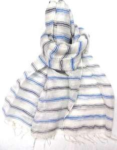 Bufanda larga teñida de hilo de lino 100% de lujo elegante suave ligero diseño atemporal patrón impreso chal de verano tradicional - Product Image 1