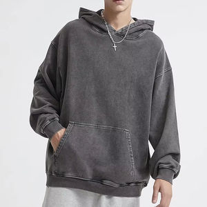 Sudaderas con capucha lavadas pesadas para hombres de alta calidad 100 presente algodón Vintage lavado ácido desgastado con logotipo personalizado - Product Image 1