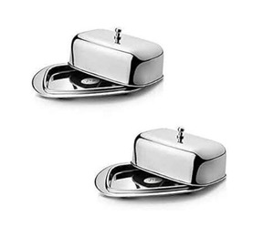 Plato de mantequilla de acero inoxidable al por mayor de calidad superior con tapa, bandeja de mantequilla de acero con tapa, bandeja de almacenamiento de mantequilla con tapa - Product Image 1