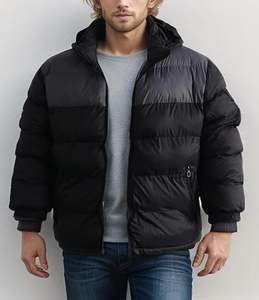 Chaqueta acolchada de invierno cálida y ligera para hombre de otoño, diseño corto personalizado, cuello levantado, logotipo frontal, tela de lona, precio al por mayor - Product Image 1