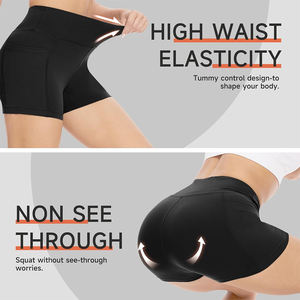 กางเกงขาสั้นสีดำสำหรับผู้หญิงกางเกงจ็อกเกอร์วิ่งเล่นโยคะโพลีเอสเตอร์ - Product Image 6