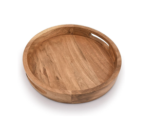 Bandeja Redonda de Madera Divris con Asa, Acabado Pulido, Diseño Elegante y Decorativo para Servicio de Alimentos y Uso Residencial - Product Image 1