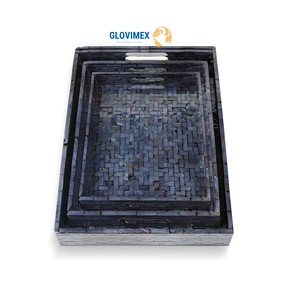 Hot New Item Mother Of Pearl Food Bandejas de comedor Decoración Fruta Bandejas de velas Tejido sostenible Decoraciones seguras para la casa - Product Image 1