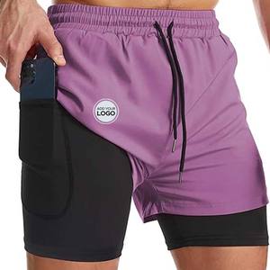 Short d'entraînement pour homme avec poche zippée 5 "Short de course léger sans doublure Bodybuilding Athletic Liner Shorts - Product Image 2