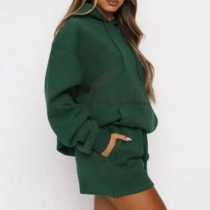 Ensemble sweat-shirt et short pour femme, tenue élégante au quotidien, ensemble sweat-shirt et short deux pièces pour femme, look décontracté d'été - Product Image 3