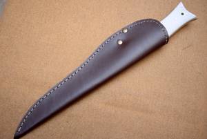 Couteau de cuisine fait à la main avec filet en acier au carbone manche en micarta blanc cadeau de qualité bricolage OEM personnalisable pour la fête des pères. - Product Image 6