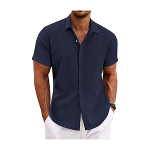 Camisa Hawaiana de media manga para hombre de alta calidad, 100% algodón con botones, ajuste Regular, estilo de franela transpirable antiarrugas - Product Image 6