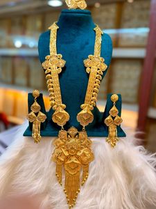 2024 Best Buy fabricante indio inspirado Vintage 24K chapado en oro conjunto de joyas de cobre diamante clásico Comoras joyería de moda - Product Image 6