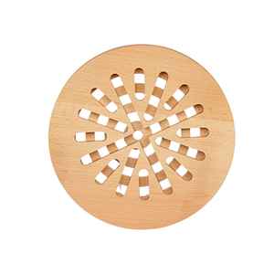 Wholesale Premium 20cm European Beech Wood Round Trivet Classic Style Ventilated Hot Dish Stand for Restaurant <b>Table</b> <b>Protection</b> - Product Image 1