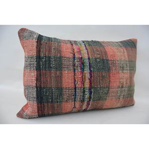 16x24 pulgadas Multicolor lana Kantha Patchwork tartán almohada acogedora y elegante acento almohada con patrón de tejido Vintage - Product Image 2