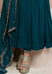 Conjunto de Kurta Anarkali con Bordado en Mezcla de Seda para Mujer, con Pantalón y Dupatta (G334-Morpeach), Estilo Salwar Étnico para Bodas, Todas las Temporadas - Product Image 4