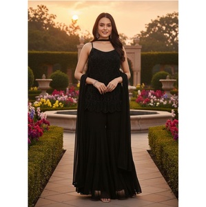 Traje Sharara Indio de Calidad de Exportación con Bordado de Cuentas, Sharara Kameez Pakistaní para Venta de Exportación - Product Image 1