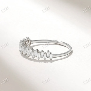 แหวนเพชรสไตล์บาแกตต์สำหรับหมั้น,แหวนเพชรครึ่งนิรันดรคุณภาพสูง - Product Image 6