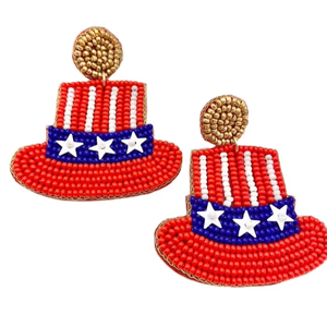 Cuteness Designer Handwork Beaded USA Embroidery HAT Design Earring Statement Stylish Premium & Elegant Fancy Jewelry For <b>Girl</b> - Product Image 1