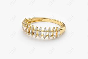 Anillo de Oro Sólido de 14K al por Mayor, Diseño Personalizado, Moderno, con Diamantes Cultivados en Laboratorio Certificados por IGI, para Compromiso, Boda, Fiesta, Corte Baguette - Product Image 4