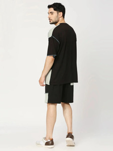 Conjuntos cortos deportivos de 2 piezas de gran tamaño de alta calidad para hombre, chándales de verano personalizados de tendencia informal, pantalones activos teñidos - Product Image 5