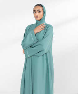 Abaya décontractée de couleur unie à manches longues grande taille, vêtements islamiques à manches longues de couleur personnalisée, hijab, abaya pour femmes, imprimé OEM - Product Image 4