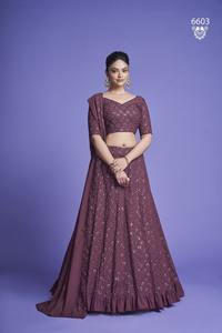 ÚLTIMO DISEÑADOR HEAVY DIAMOND GEORGATTE HILO BORDADO SECUENCIA LEHENGA CHOLI - Product Image 3
