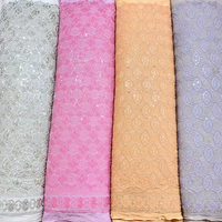 Haute qualité Goergette importation broderie tissu plein lourd perlé travail manuel Tulle pour accessoires de mariage tricoté techniques filles