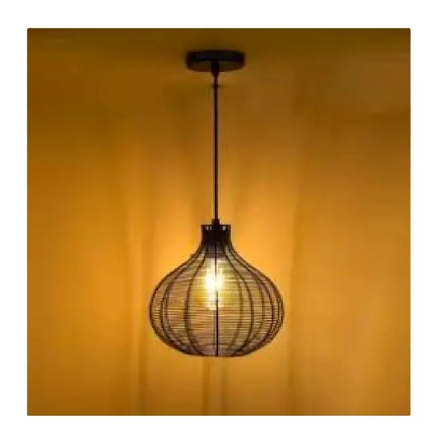 비컨 조명 램프 공장 맞춤형 수제 양파 모양의 높은 판매 금속 전구 프레임 소박한 와이어 우아한 조명 램프