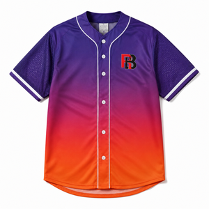 Maillot de baseball pour homme en polyester sublimé de qualité supérieure, dégradé violet-orange, coupe ample et oversize, style streetwear, personnalisable OEM Rehman - Product Image 1