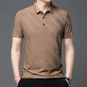 Polos de golf informales para hombre, camisetas polo de hombre de talla grande lavadas de algodón/poliéster de manga corta con estampado de letras personalizadas - Product Image 1
