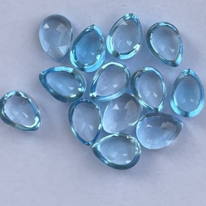 Topacio Azul Suizo Natural de 6mm, 8mm, 10mm, Cabujón Suave en Forma de Pera, Piedras Preciosas Semipreciosas para Joyería, Venta al por Mayor, Calidad AAA - Product Image 2
