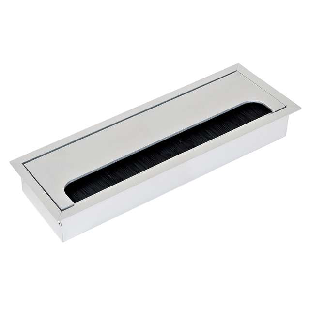 Emuca Quadrum Rectangular 269x80mm Aluminum Cable Glands Matte Anodized Table Grommet Spain Model 5012462