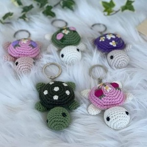 Crochet Turtle Charm Keychain <b>Handmade</b> Mini Cute Turtle Knitted Cotton Cord Animal Bag <b>Doll</b> Pendant Accessories Gift - Product Image 5
