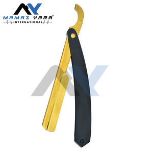 Soporte para maquinilla de afeitar de peluquero de acero inoxidable con Plasma en polvo de oro negro, cuchilla turca, cuchillo plegable de borde recto para Peluqueros - Product Image 6