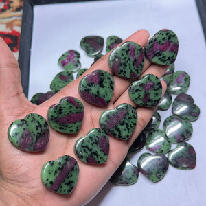 Tự nhiên lỏng <span class=keywords><strong>Ruby</strong></span> Zoisite Cabochon đồ trang sức thủ công & Chữa Bệnh sử dụng hình trái tim màu xanh lá Cây đá quý đánh bóng cho các dự án tự làm - Product Image 1