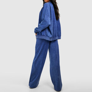 Conjunto de chándal lavado con ácido para mujer, ropa de salón informal de 2 piezas, chándal Vintage lavado con ácido para mujer - Product Image 2