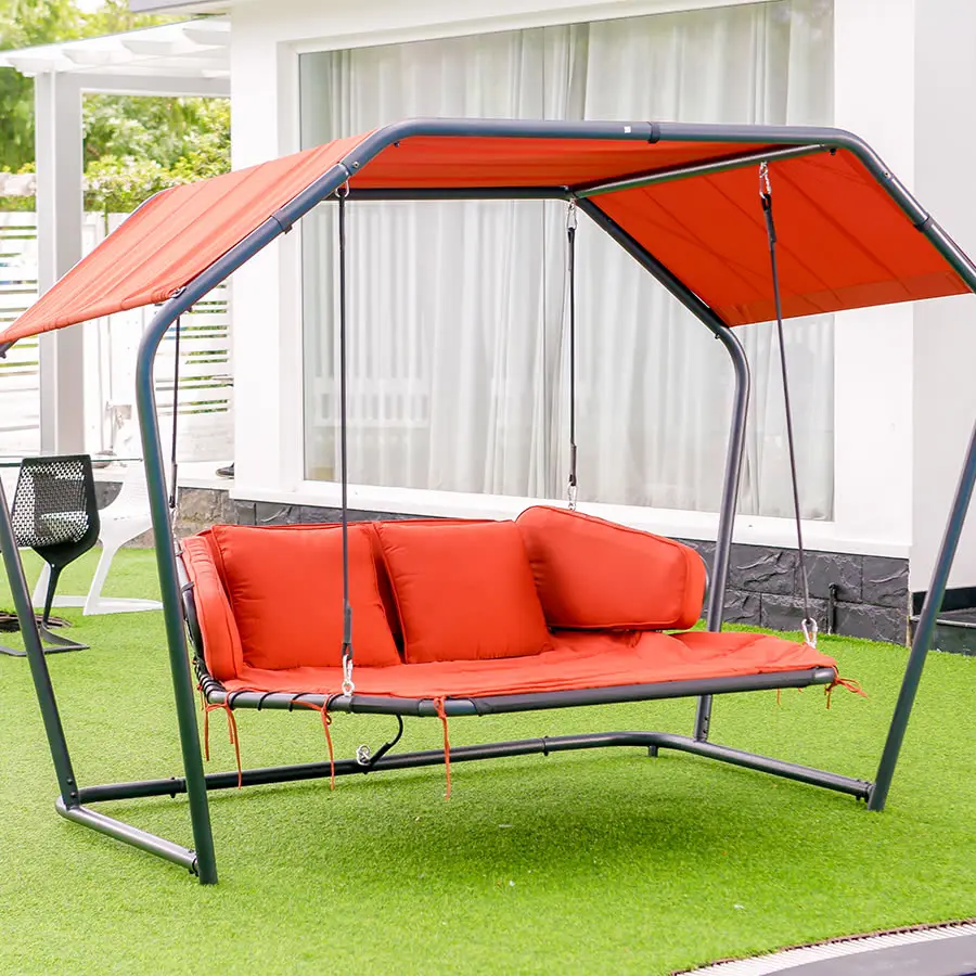 Modern Design Outdoor Home Furniture Metal Frame Swing Chairs With Two Seats UV Resistant Balcony Hanging Chair