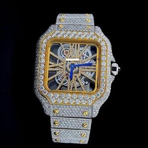 Poignet en diamant Moissanite 41mm VVS Clarity Iced Out personnalisable avec mouvement automatique Montres faites à la main pour hommes - Product Image 1