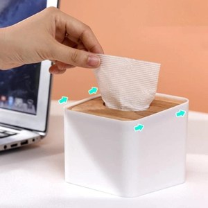 <b>Wooden</b> Square Shape <b>Small</b> <b>Wooden</b> Cover Plastic Tissue <b>Box</b> Holder Paper Napkin Holder Case Tissue Holder Dispenser Organiz - Product Image 2