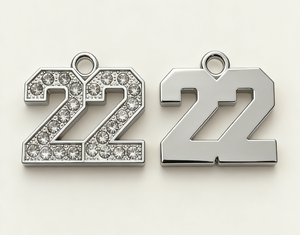 Breloques numérotées en métal personnalisées avec strass - Pendentifs numérotés en acier inoxydable argenté pour bijoux DIY/cadeaux d'anniversaire/diplôme - Product Image 4