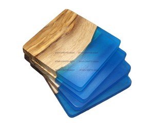 Wholesale Square Acacia Wood and Epoxy Resin Best <b>Coasters</b> Wooden Resin Edge Best <b>Coaster</b> <b>for</b> <b>Drink</b> Coffee Tea - Product Image 4