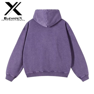 เสื้อฮู้ดผ้าฝ้ายพิมพ์ลาย Dtg สำหรับผู้ชายผ้าฟลีซซักลายกรดสไตล์วินเทจ - Product Image 3