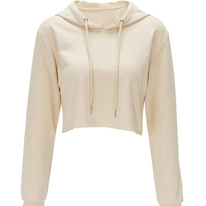 Sudadera con capucha recortada de talla grande de alta calidad para mujer, logotipo personalizado, superventas, ropa deportiva transpirable para Fitness, Top corto estampado, sudaderas con capucha - Product Image 1